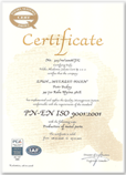 Certyfikat ISO 9001 w jzyku angielskim