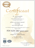 Certyfikat ISO 9001 w jzyku holenderskim